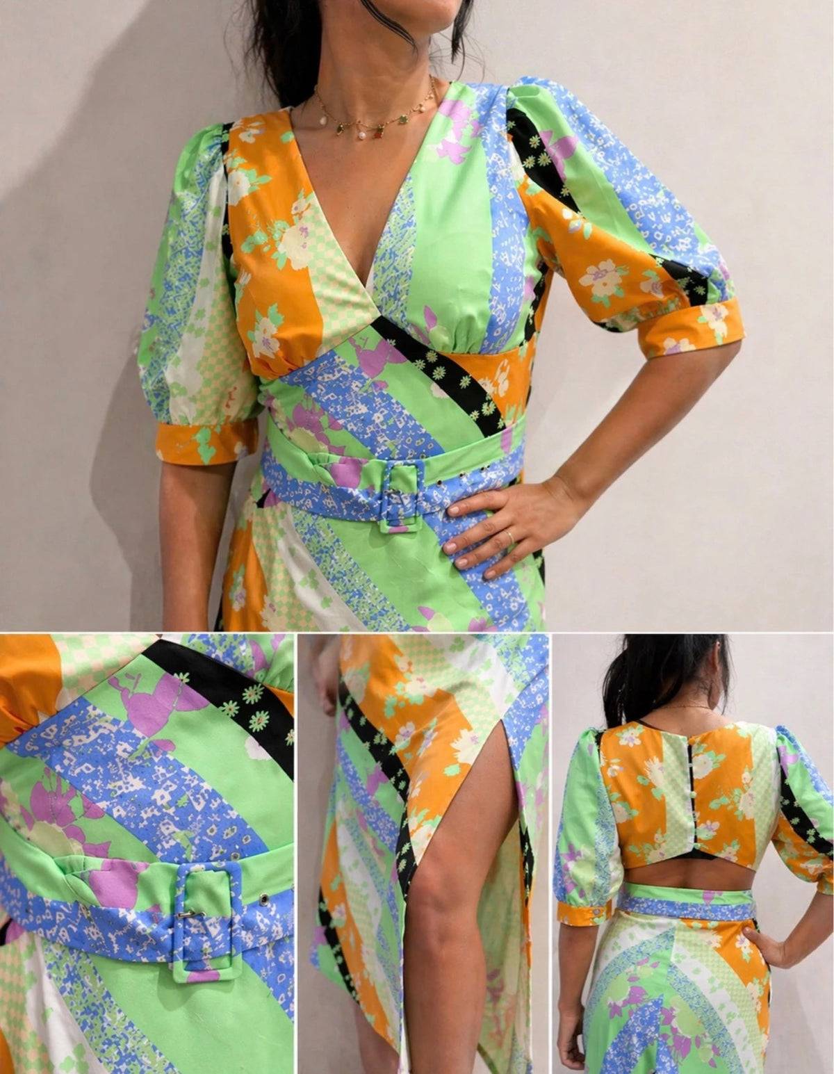 Robe été vintage ASOS multicolore ceinturée – style rétro chic