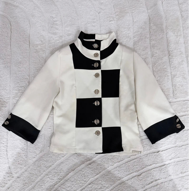 Veste Nana Baila noir blanc crème– boutons dorés – chic élégante – T.S