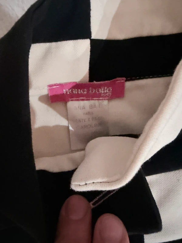 Veste Nana Baila noir blanc crème– boutons dorés – chic élégante – T.S