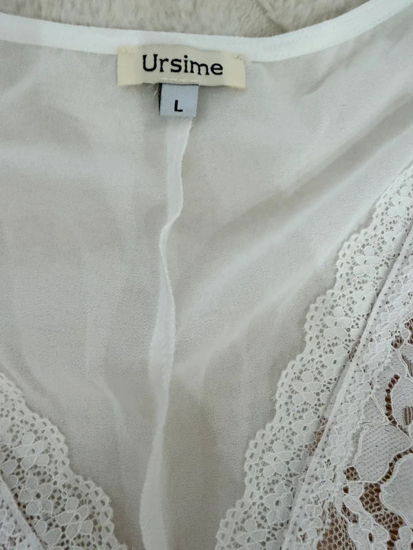 Blouse blanche dentelle bohème Ursime – manches évasées