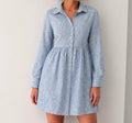 Robe chemise Naf Naf bleu ciel à rayures brodées – Taille 38