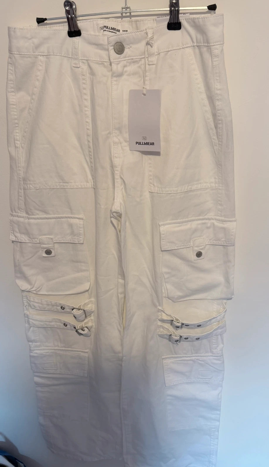 Pantalon cargo blanc Pull&Bear