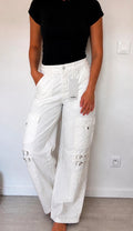Pantalon cargo blanc Pull&Bear