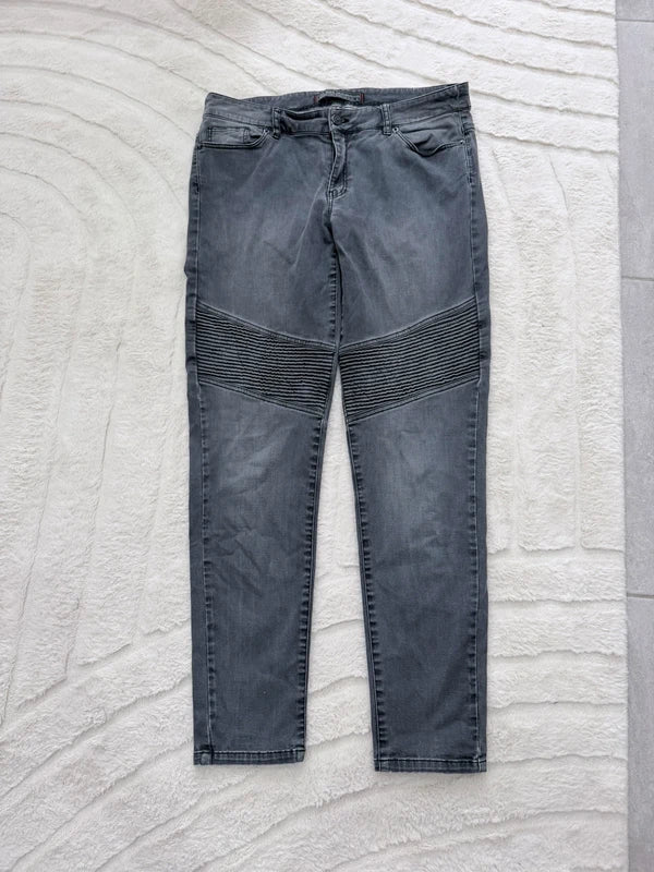 Jean gris IKKS taille haute – style biker – coupe slim