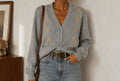 Gilet vintage gris style old money / argyle – Oversize doux et chic