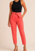 Pantalon tailleur corail taille haute Stradivarius