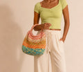 Sac effet paille tressé multicolore bohème pastel