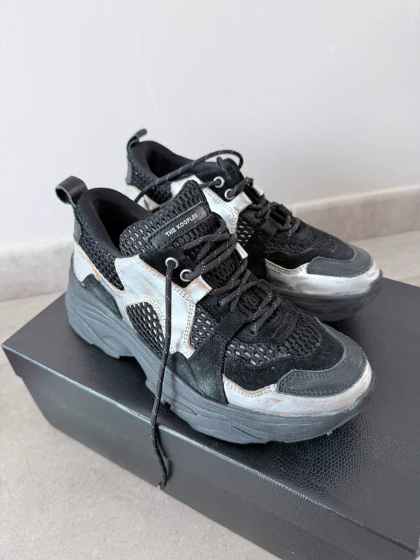 Baskets The Kooples chunky noir & argent – taille 37 – effet vintage