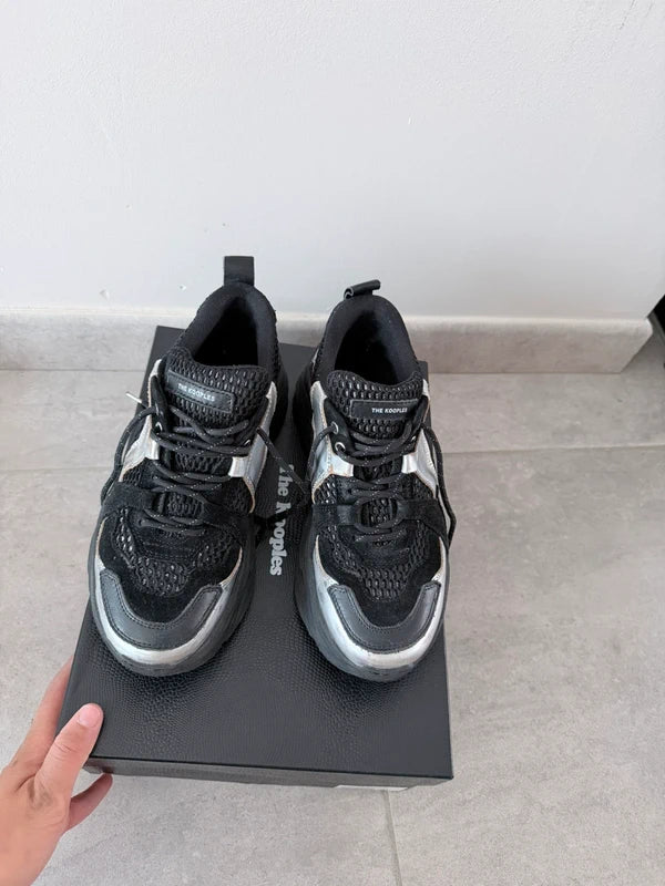 Baskets The Kooples chunky noir & argent – taille 37 – effet vintage