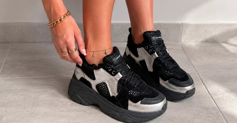 Baskets The Kooples chunky noir & argent – taille 37 – effet vintage