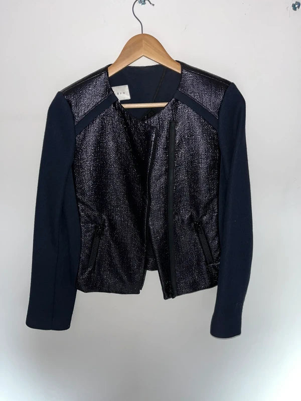 Veste Sandro texturée bleu marine T.36