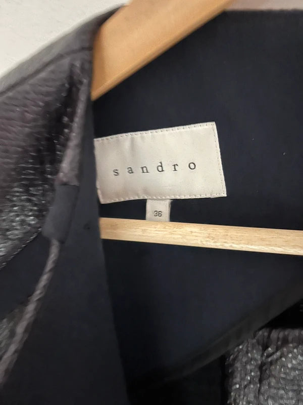 Veste Sandro texturée bleu marine T.36