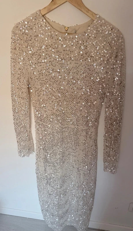 Robe de soirée champagne à sequins taille L