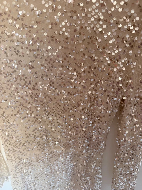 Robe de soirée champagne à sequins taille L
