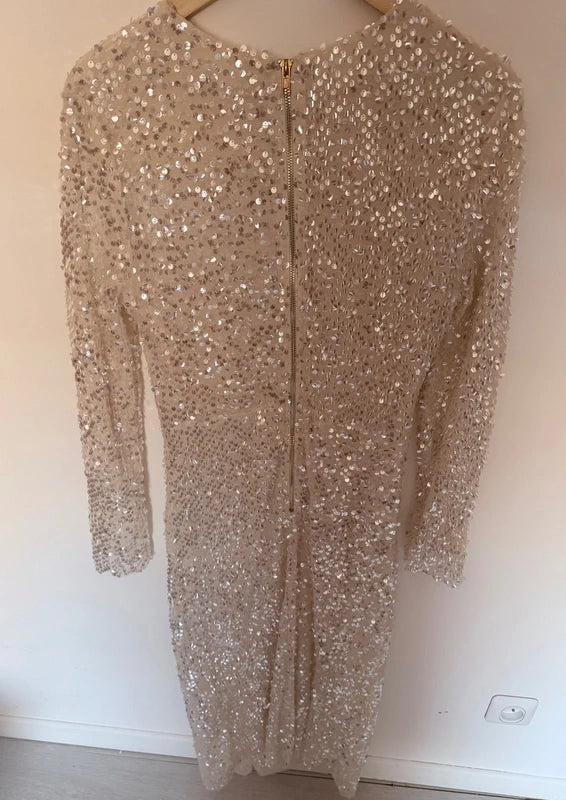 Robe de soirée champagne à sequins taille L