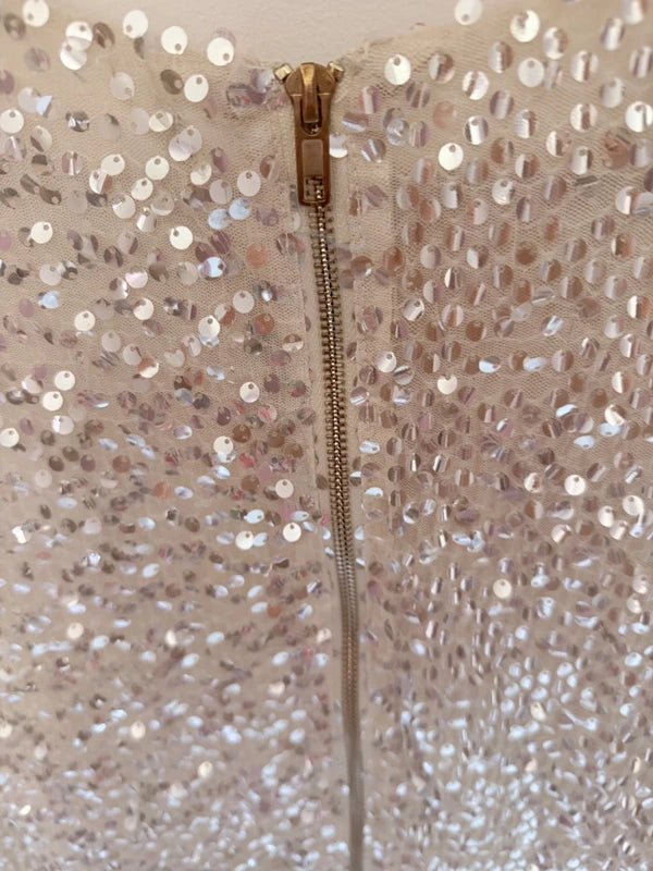Robe de soirée champagne à sequins taille L
