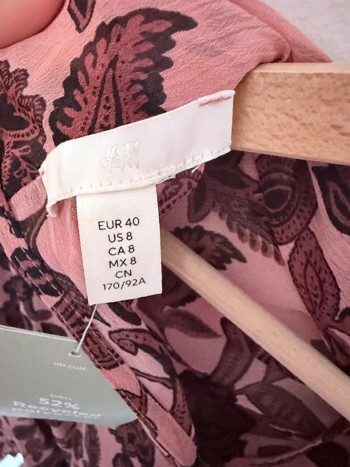 Robe H&M rose poudré à fleurs – Taille 40 – Neuve