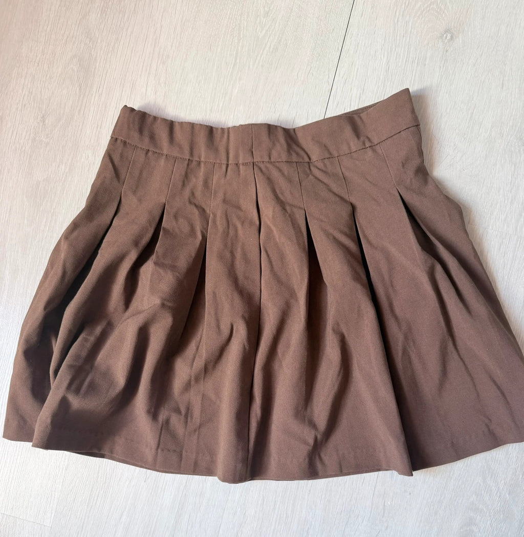 Jupe plissée marron Stradivarius – Taille L – Style preppy / tennis