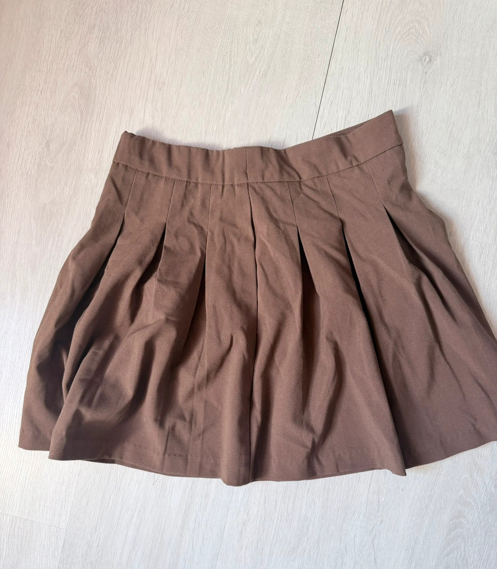 Jupe plissée marron Stradivarius – Taille L – Style preppy / tennis