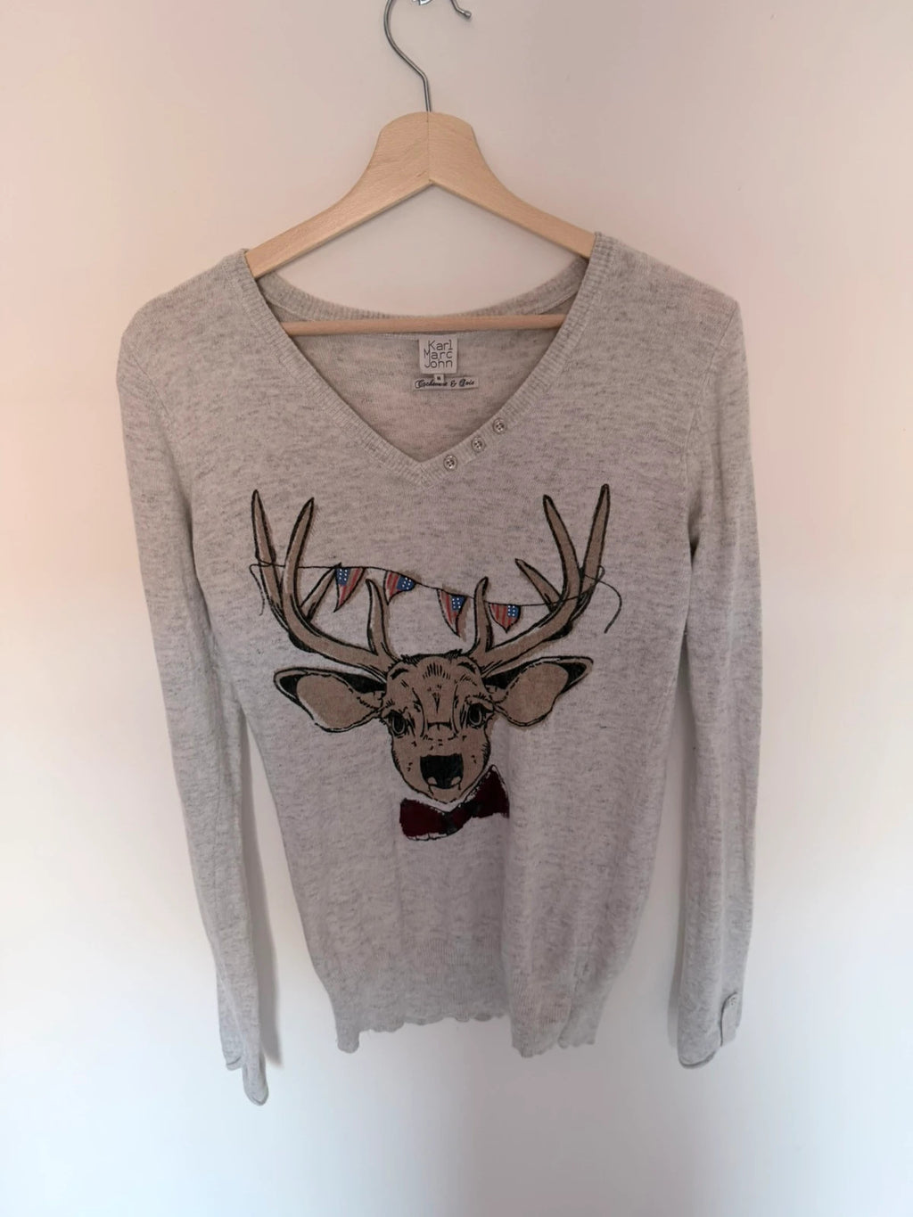 Pull Karl Marc John cachemire gris chiné – Taille M – Très bon état
