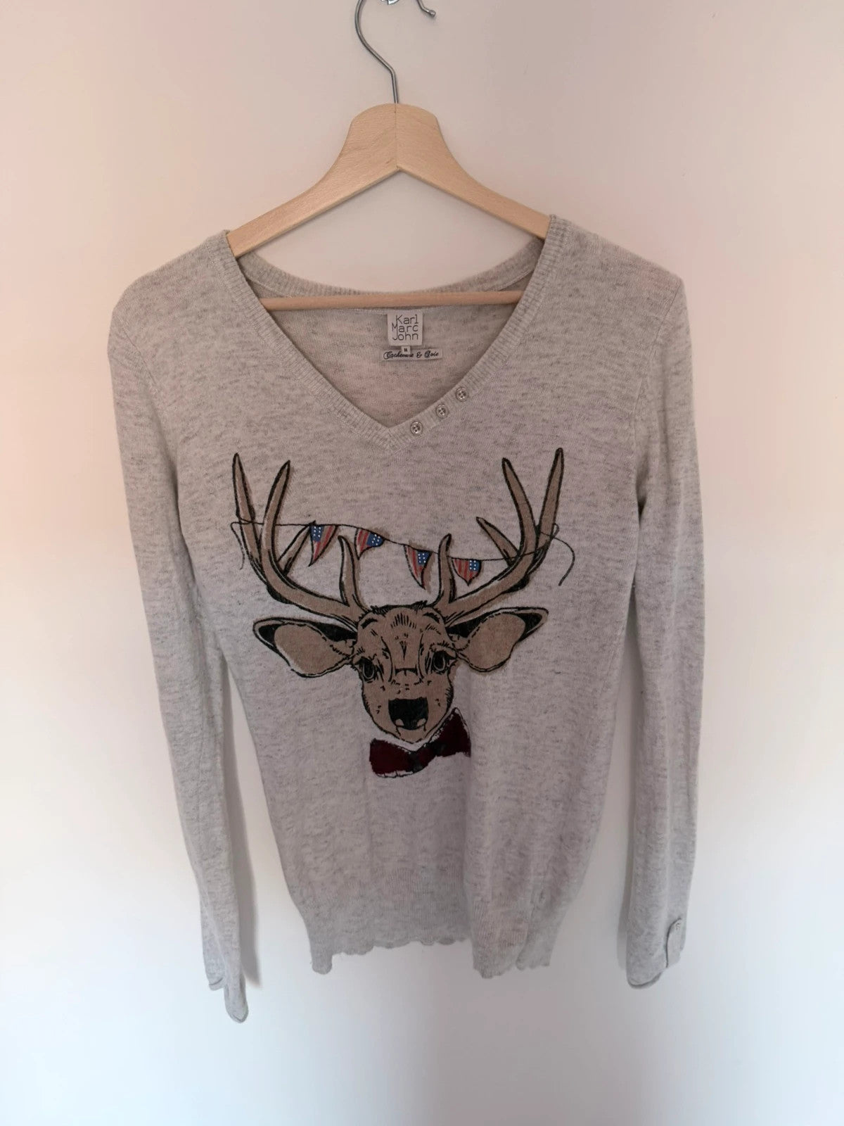 Pull Karl Marc John cachemire gris chiné – Taille M – Très bon état