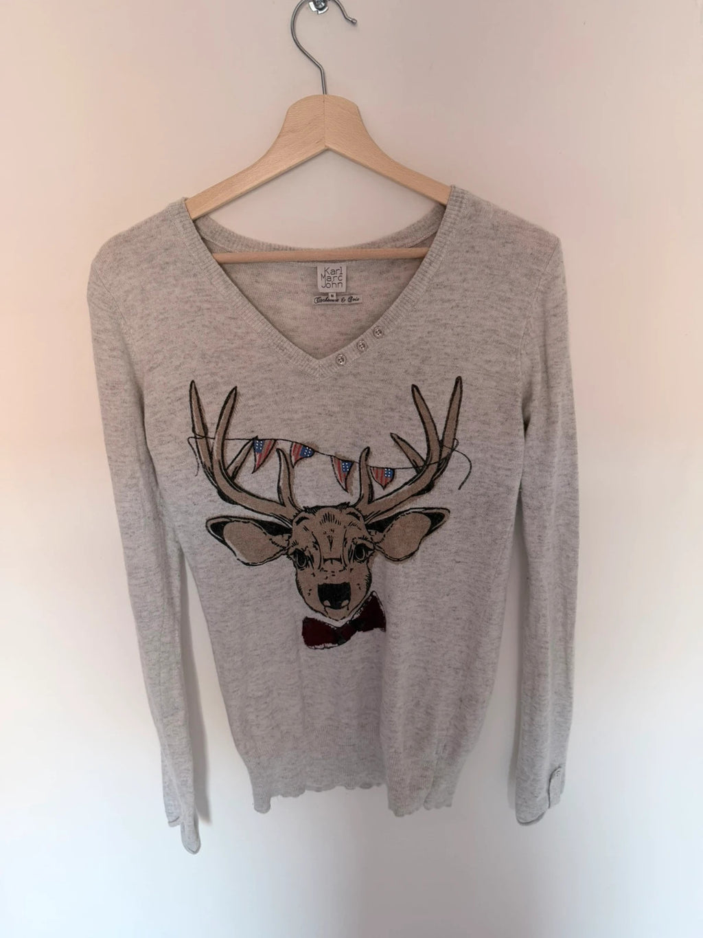 Pull Karl Marc John cachemire gris chiné – Taille M – Très bon état