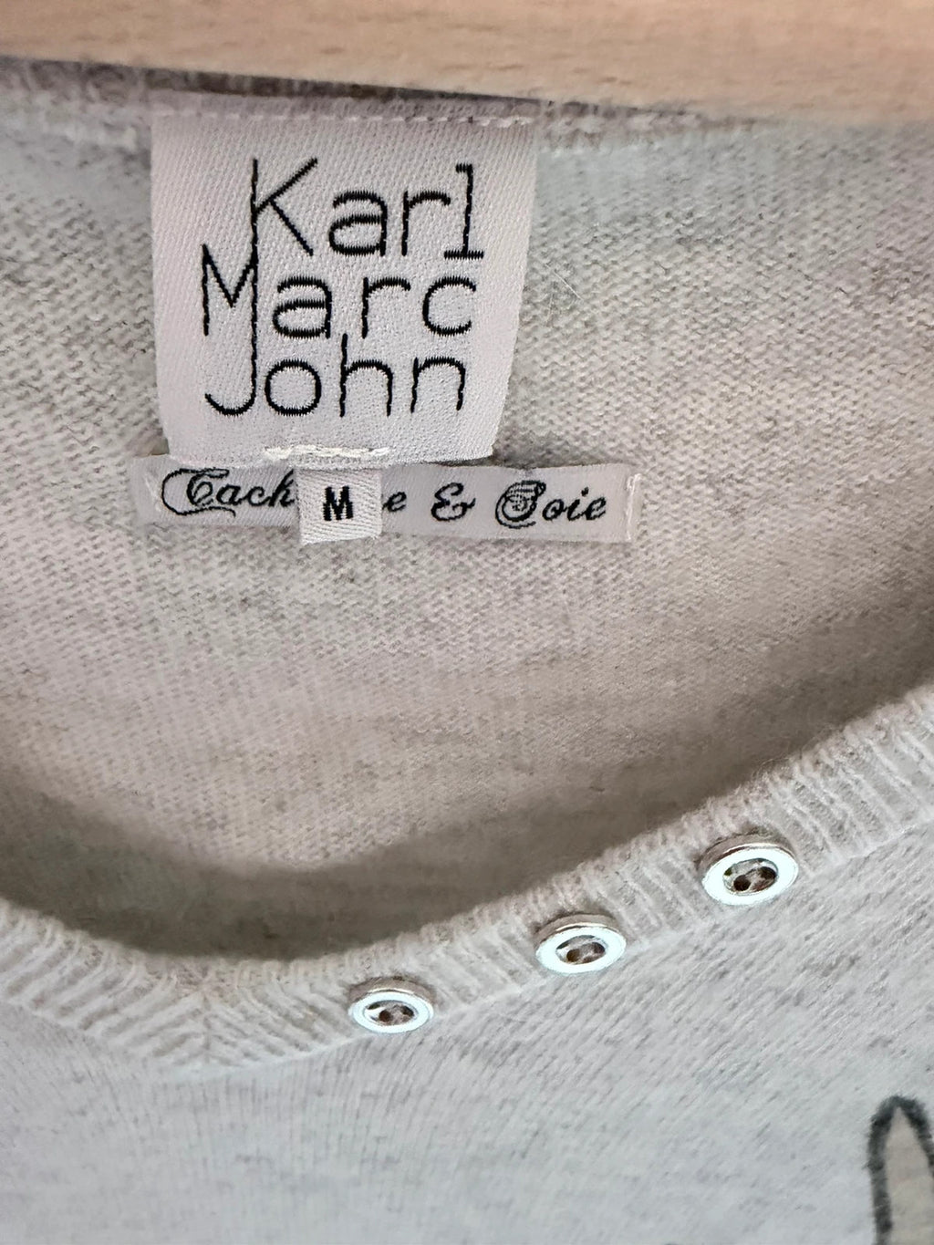 Pull Karl Marc John cachemire gris chiné – Taille M – Très bon état