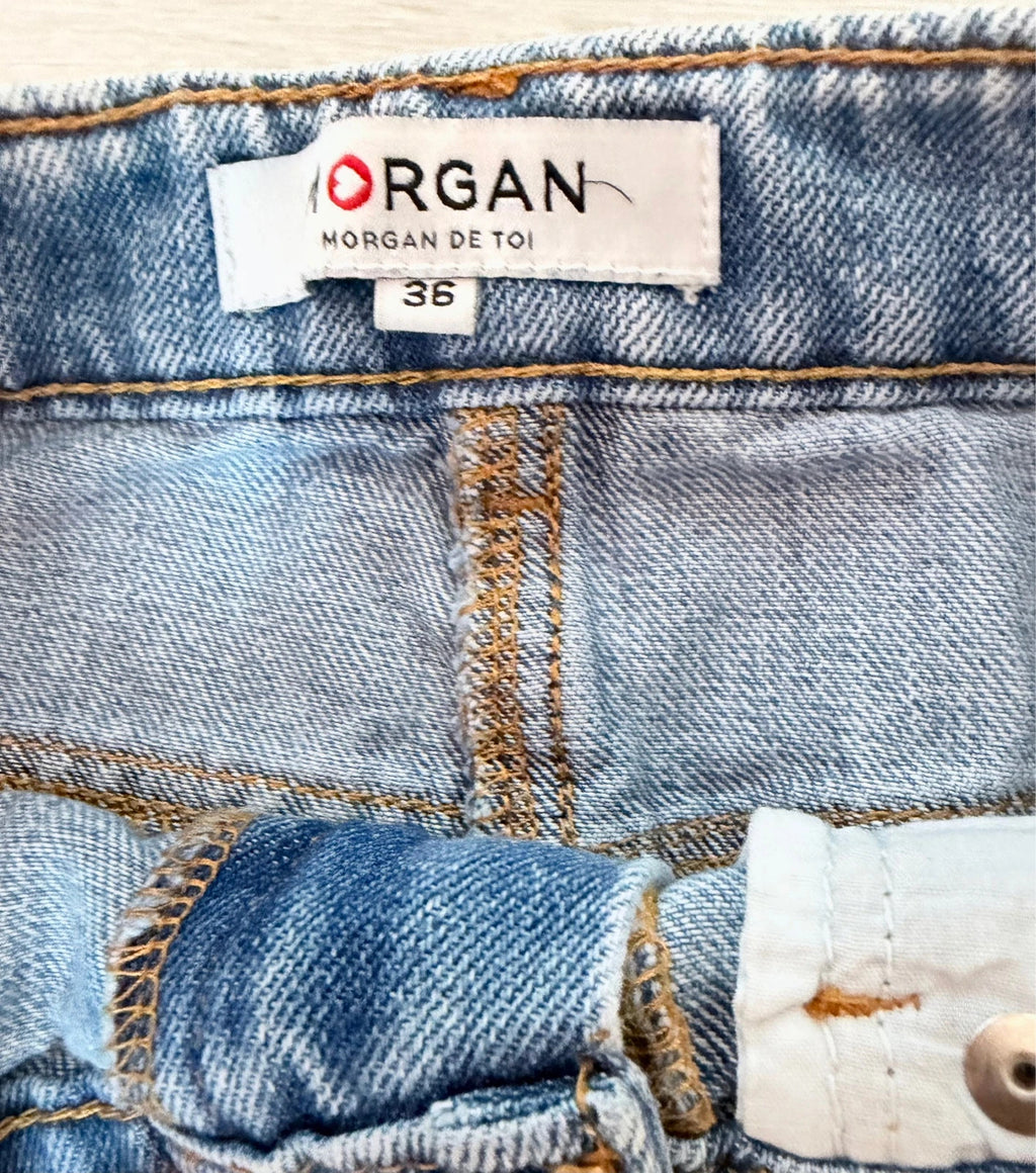 Jupe en jean Morgan T36 – Denim clair – Coupe droite tendance