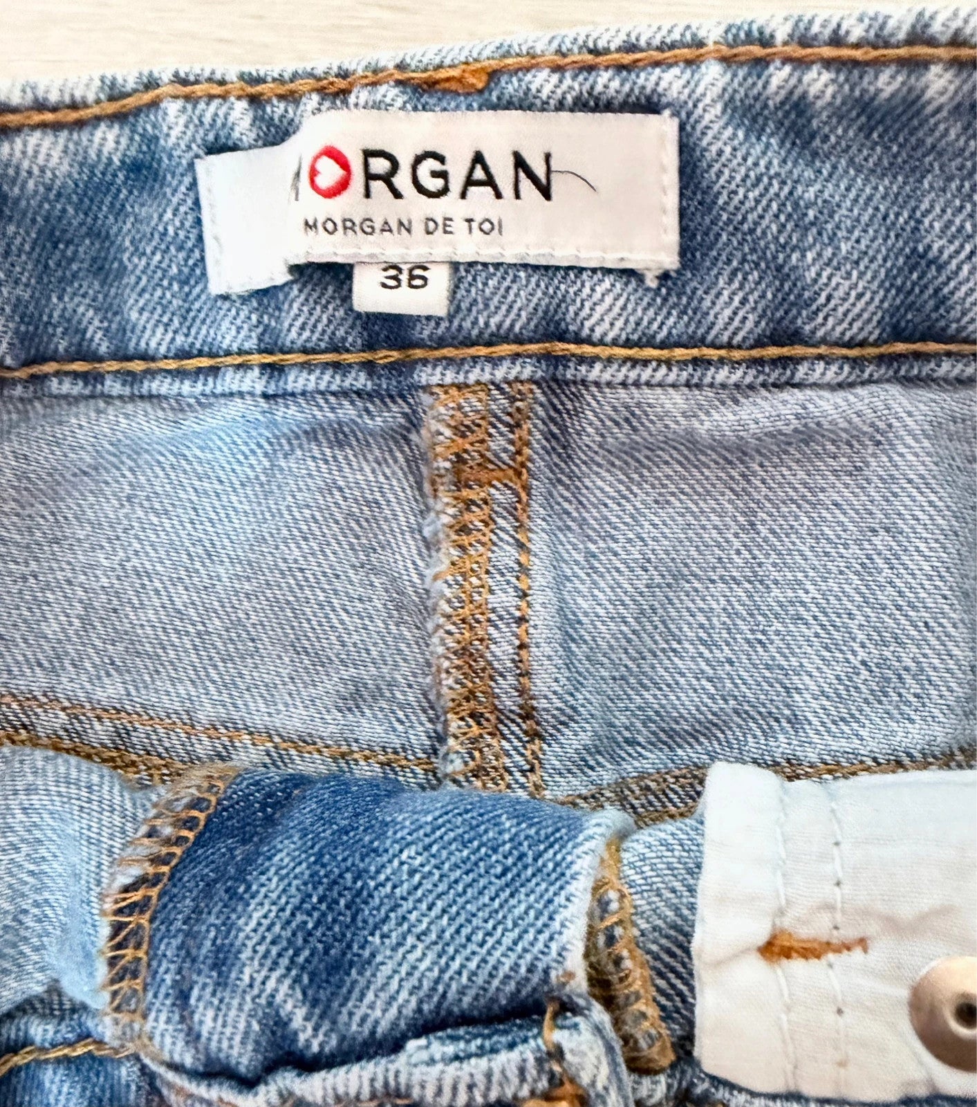 Jupe en jean Morgan T36 – Denim clair – Coupe droite tendance