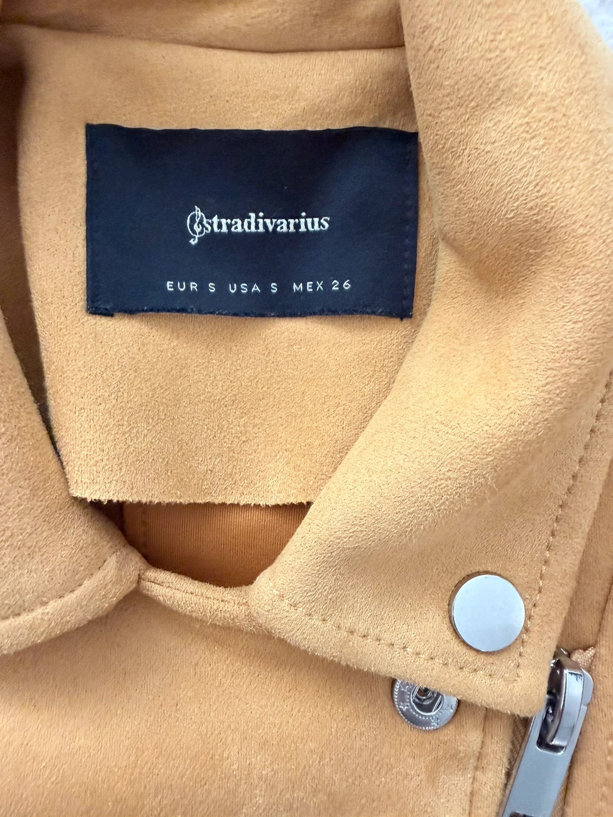 Perfecto court moutarde effet suédine Stradivarius – Taille S