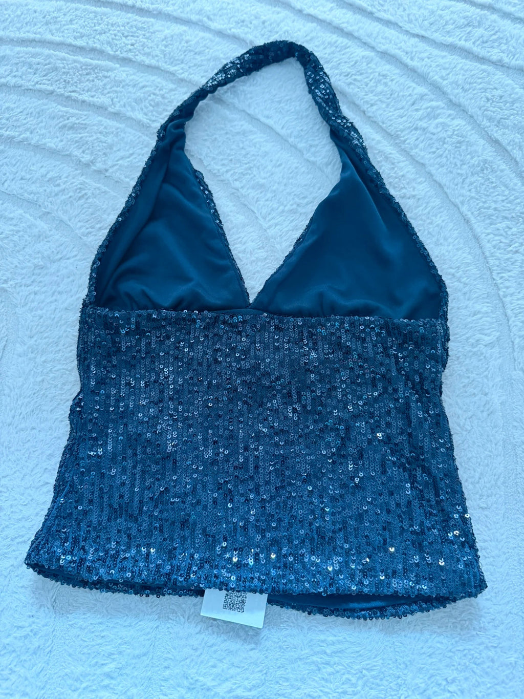 Top dos nu à sequins noir Bershka – effet pailleté soirée – taille S