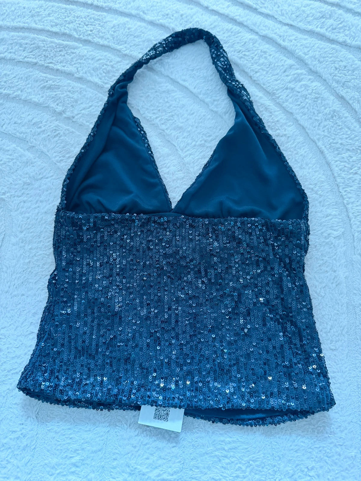 Top dos nu à sequins noir Bershka – effet pailleté soirée – taille S