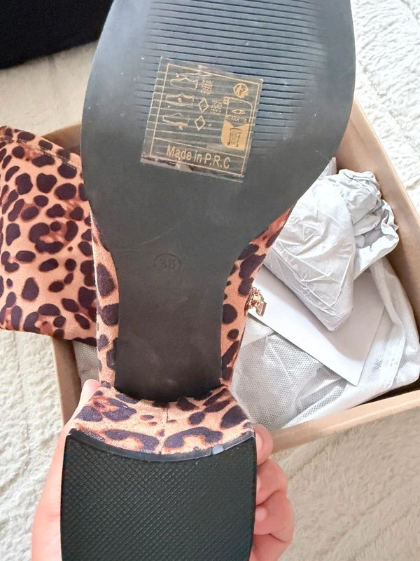 Bottes léopard style chaussettes à talons – Taille 38 – Effet wow