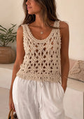 Top crochet bohème écru ajouré style macramé – esprit bohème chic