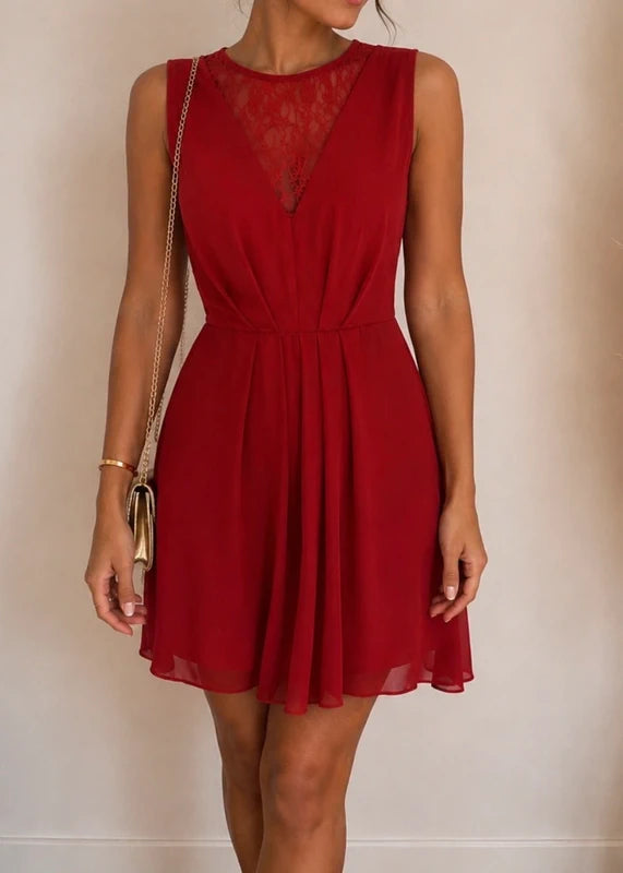 Robe rouge Camaïeu en voile et dentelle – Taille S / petit M