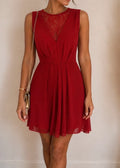 Robe rouge Camaïeu en voile et dentelle – Taille S / petit M