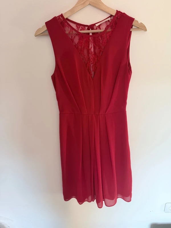 Robe rouge Camaïeu en voile et dentelle – Taille S / petit M