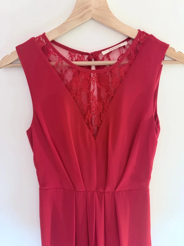 Robe rouge Camaïeu en voile et dentelle – Taille S / petit M