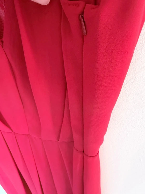 Robe rouge Camaïeu en voile et dentelle – Taille S / petit M