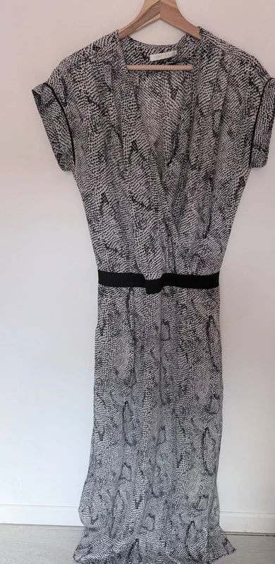 Robe longue Andy Lucy imprimé serpent noir & blanc – Taille S – Très bon état