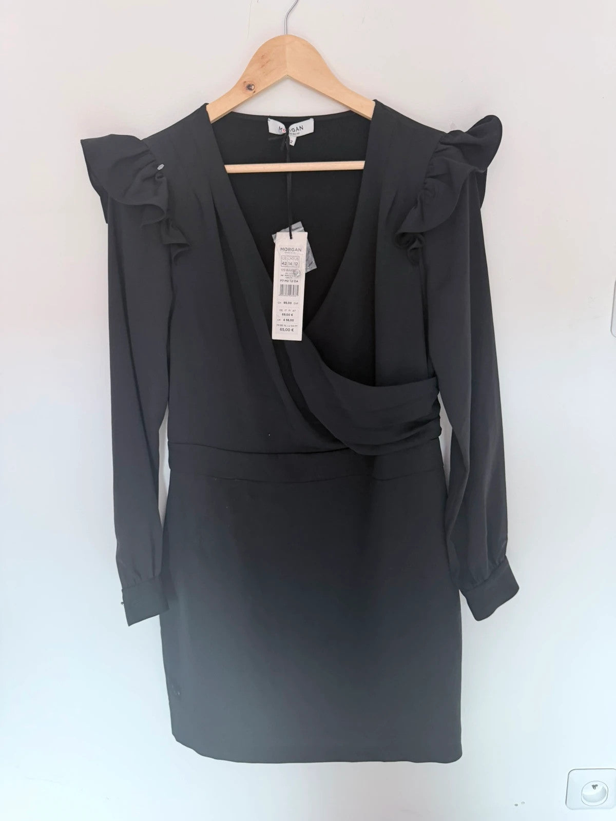 Robe Morgan noire portefeuille à volants – Taille 42 – Neuve avec étiquette