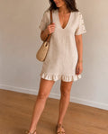 Robe Songe Lab en coton & lin beige – Fabrication française – Taille S