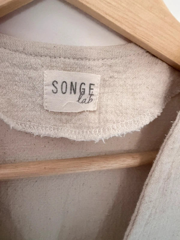 Robe Songe Lab en coton & lin beige – Fabrication française – Taille S