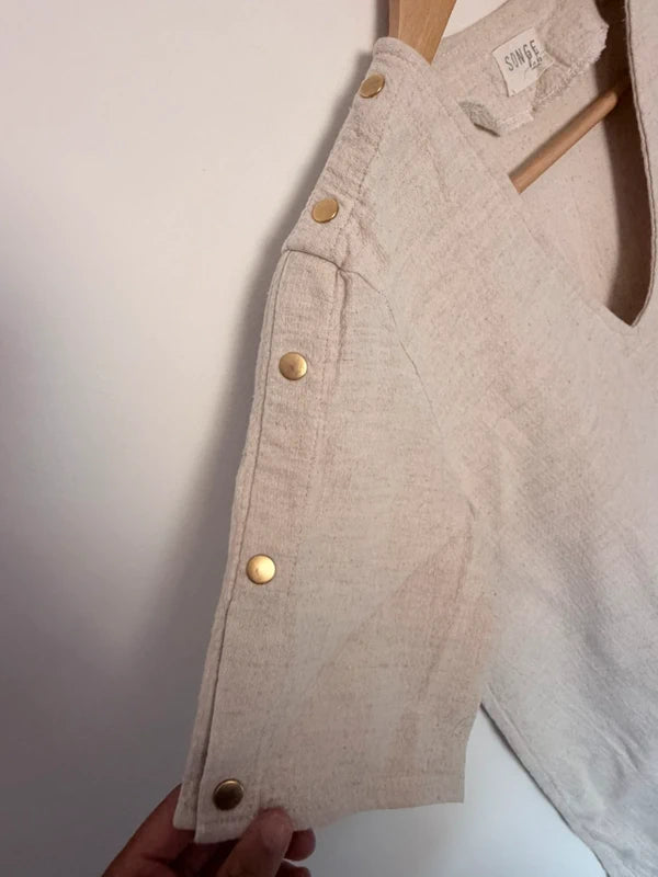 Robe Songe Lab en coton & lin beige – Fabrication française – Taille S