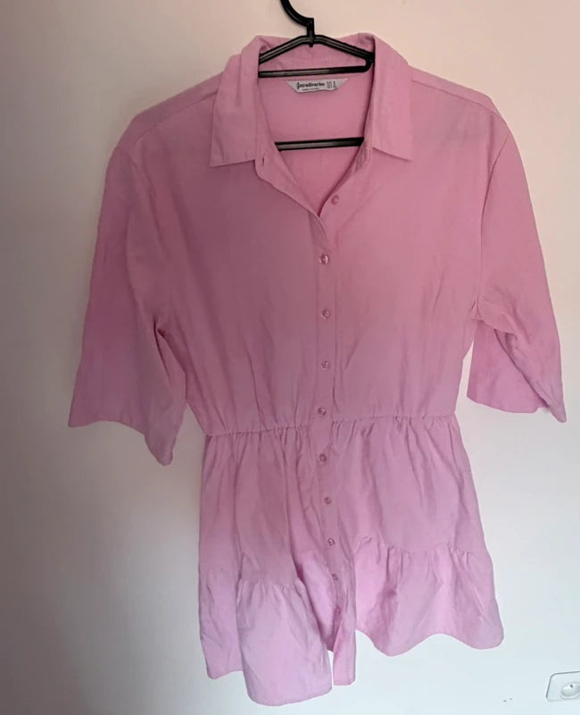 Robe chemise rose Stradivarius – Taille S tendance