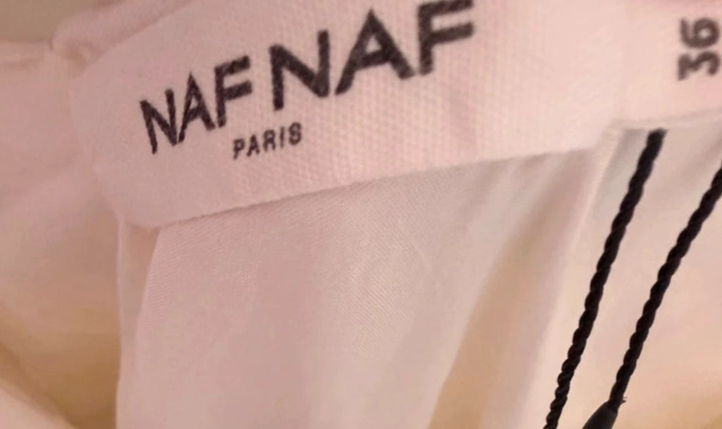 Robe Naf naf  asymétrique blanche à pois noirs – Taille 36 – Neuve avec étiquette