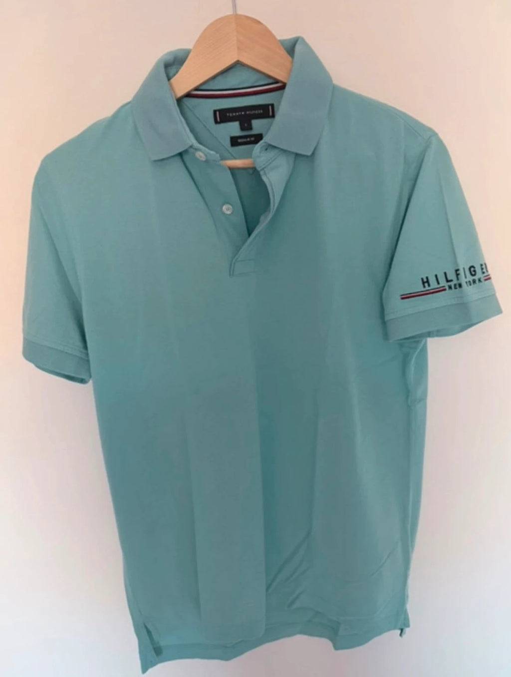 Polo Tommy Hilfiger homme bleu menthe 100 %coton – Taille S – Regular Fit