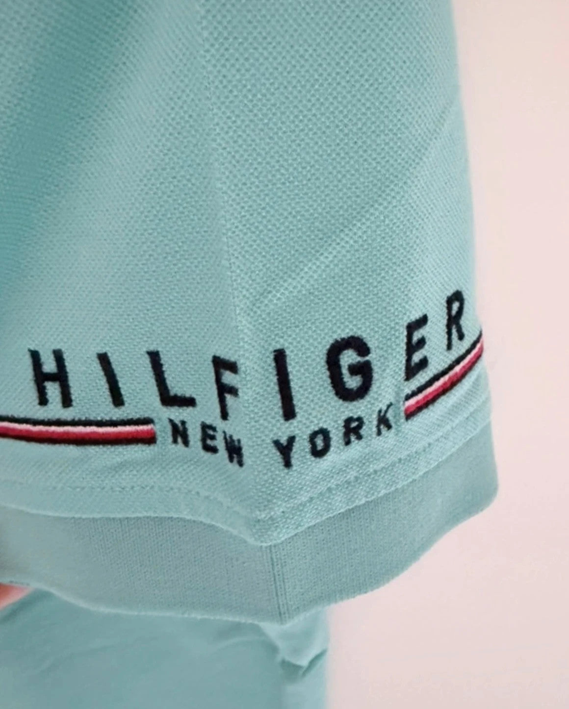 Polo Tommy Hilfiger homme bleu menthe 100 %coton – Taille S – Regular Fit