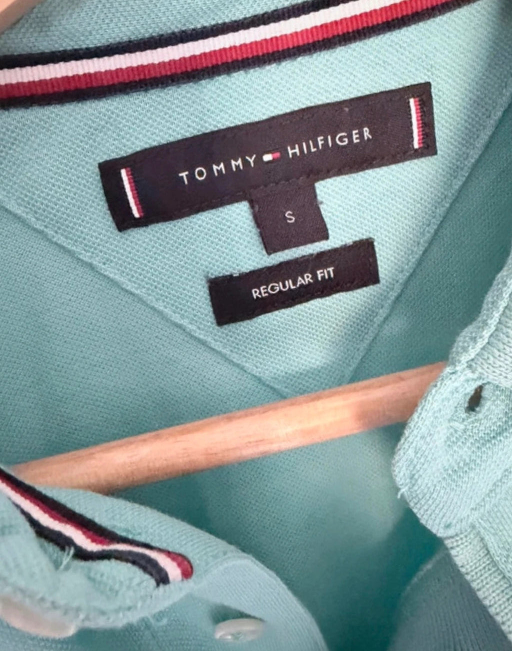 Polo Tommy Hilfiger homme bleu menthe 100 %coton – Taille S – Regular Fit