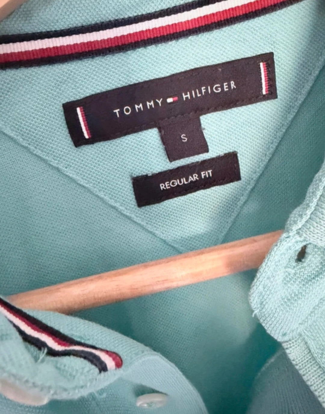 Polo Tommy Hilfiger homme bleu menthe 100 %coton – Taille S – Regular Fit